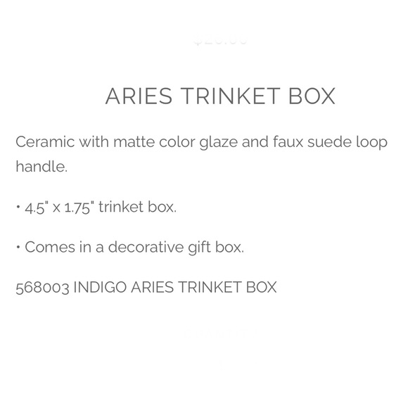 Zodiac…indigo “Aries” round ceramic decorative trinket box in Kraft gift box-NIB - Picture 4 of 16